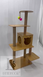 Trụ cào móng nhà cây cho mèo PETDECOR CT004 – Cat tree gỗ lắp ráp cao 134cm