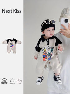 Adorable Baby Outfit Spring New Cartoon Romper Baby Super Cute Outdoor Clothes Crawling Suit Cotton Korean Style Breathable Long Sleeve