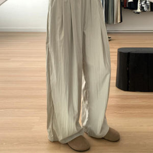 175คนตัวสูงรุ่นเพิ่มความยาว180กางเกงอากาศสีเบจสำหรับผู้หญิงกางเกงขากว้างทรงสอบแบบลำลองแบบบางใส่ช่วงฤดูร้อนสำหรับผู้หญิง