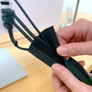 Hook and Loop Cable Sleeve Black Cut to Size Cord Organizer and Cable Protector Flexible Cable Wrap Cover