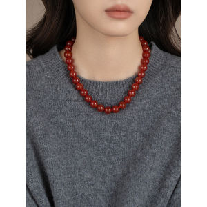 New Year Red Agate Sweater Necklace Womens 2025 New Hot Selling High-End Sensation Choker Lightweight Luxury Original Design