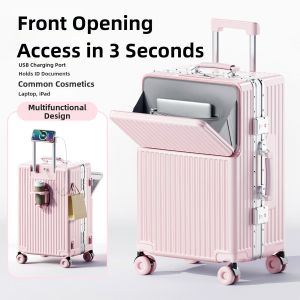 Jinlv | Front Opening Aluminum Frame Carry-On Luggage 20 inch