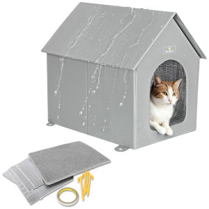 บ้านแมว Heellpxi บ้านหลบฝนแบบพับได้ปิดได้สำหรับฤดูใบไม้ร่วงและฤดูหนาวสำหรับหน้าร้อนและฤดูหนาวบนบalcony ความปลอดภัยสูง