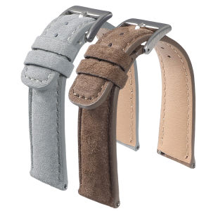 18mm 20mm 22mm Vintage Suede Cowhide Leather Watch Strap Handmade Band Gray Brown Black Quick Release Bracelet for Men Wome