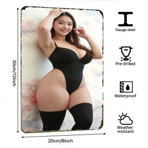 2D Metal Sign Vintage Black Bodysuit Metal Wall Art 8x12 Inch Pre-Drilled Easy Hanging Home Decor
