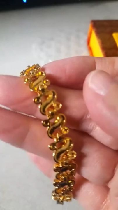 24K Saudi Gold Nasasangla 100% Original Women's S-shaped flower  heart-shaped bracelet niche fashion temperament jewellery wedding jewelry  buy take