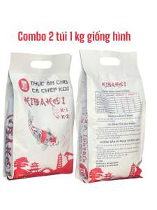 Combo 2 túi 1 kg thức ăn cá koi kibakoi 2 - hỗ trợ tăng màu tăng size không váng dầu.