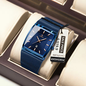 POEDAGAR Genuine Mens Watch Stainless Steel Mesh Band Waterproof Calendar Luminous Quartz Ultra-Thin Model 885