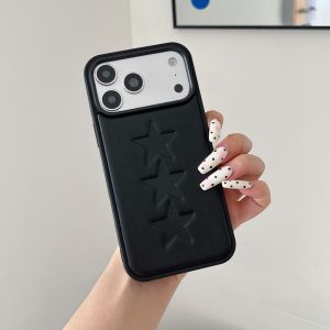 Ốp Điện Thoại iPhone 17/16/15 Pro Max Bằng Da PU Cao Cấp Họa Tiết Sao Nổi Màu Trơn Mờ Chống Sốc Chống Xước Chống Bụi