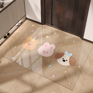Easy to Maintain Glass Floor Mat Transparent Dirty Resistant Cuttable Indoor Entrance Mat Home Cleaning Tools Entrance Hall