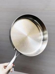24/28cm Frying Pan Non-stick Wok With Lid Titanium Stainless Steel Egg Steak Skillet Induction Cooker Gas Stove Kitchen Cookware