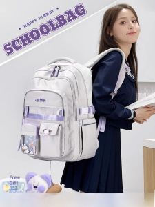 MONLEYTA | Lightweight Large Capacity Backpack For Junior High School Girls Spine Protection Dual Shoulder Bag Convenient For Studying