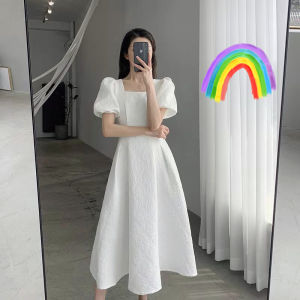 French Style First Date Puff Sleeve Dress Womens Summer 2024 New Arrival Tight Waist Slim Looking Fancy Niche Style Temperament Long Dress