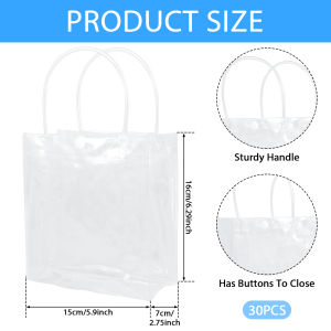 20/30pcs Clear Gift Bags Waterproof Transparent Present Bags Reusable Gift Wrap Tote Bags With Handle For Party Birthday Wedding