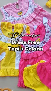 Dress Bayi Perempuan Newborn Lucu Setelan Baju Bayi Cewek Celana + Topi Lucu Umur 0-6 Bulan
