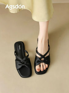 Agsdon | French Black Satin Flat Slipper