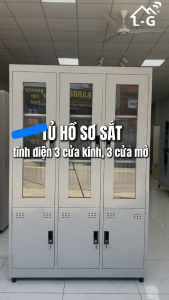 Tủ Hồ Sơ Sắt 3 Cánh Kính 3 Cánh Mở – Tủ Tài Liệu Sắt Sơn Tĩnh Điện Bền Đẹp – Tủ Văn Phòng Cao Cấp