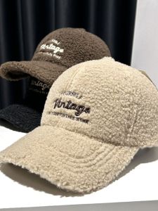 หมวกเบสบอลขนแกะหนา หมวกฤดูใบไม้ร่วง/ฤดูหนาว หมวกทรงกลม หมวกทรงหน้ามน ทรงลำลอง สำหรับผู้ชายและผู้หญิง