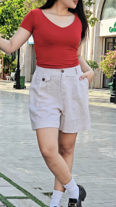 Quần Đùi Nữ Linen Đại Cạp Cao Tôn Dáng Ống Rộng Lưng Thun Co Giãn - Màu Sắc Pastel Đa Dạng