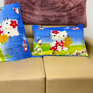 Hellokitty Blue - [Pillowcase only] 2PCS Premium Character Printed Pillowcases - Queen-18"x28"inches