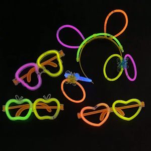 2PCS Halloween Party DIY Neon Light Glow Stick Light Party Fluorescence Light Glow Sticks Luminous Glasses Bracelets Necklaces Light Stick Accessories Halloween Decoration