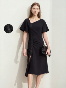AMII | New Asymmetric V-neck Commute Spliced Dress