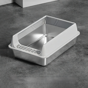 Hadassah| Stainless Steel Semi-Enclosed Large Cat Litter Box 60cm