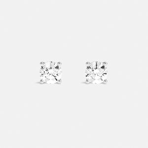 White Tennis Stud Earrings