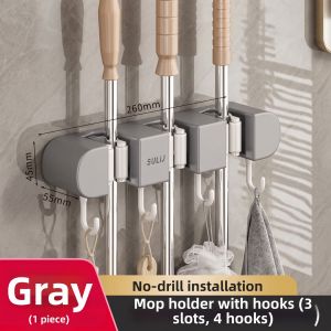SHENYUAN | Drill-Free Adhesive Mop Broom Hanger