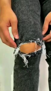 Celana Jeans Panjang Pria Model Sobek Lutut Ripped Denim Slim Fit Man Murah Distro Premium