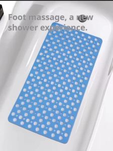 Non Slip Bath Mat Power Grip Bathtub Safety Mat 43x75cm PVC Shower Mat for Tubs with Drain Holes Suction Cups Quick-drying