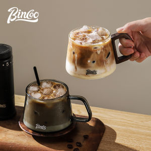 Bincoo cốc thủy tinh cà phê cốc thủy tinh Mug ly trà thủy tinh với xử lý cà phê văn phòng Mug hiện đại đơn giản cốc đôi xu hướng mới