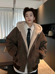 Brown Thick Insulated Fur-Lined Quilted Jacket Men Winter