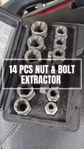 14Pcs Nut Bolt Extractor Socket Set High Hardness Wear-resistant Steel Impact Bolt Remover Screw Puller Tool with 1/4" to 3/8" Adapter for Home Auto Workshop Repair
