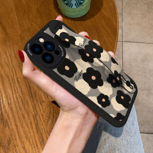 Apple 17 Phone Case Womens Wristband Soft Silicon Full Coverage Oil Painting Flowers Design Bracket Support Korea Japan Style