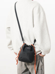 Trendy Mens Bucket Bag Crossbody Bag Casual Nylon Cloth Mobile Phone Small Bag Single Shoulder Diagonal Plaid Bag