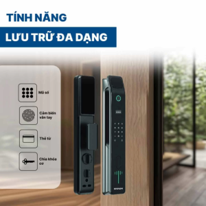 Khóa cửa vân tay thông minh Hyundai HY SLA808 app wifi bảo mật an toàn cao cấp cho cửa gỗ