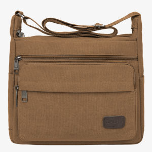 Casual Canvas Crossbody Bag Mens Single Shoulder Satchel Multi-Layer Large Capacity Business Travel Bag Korean Pure Color