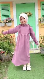 Gamis Anak Naura Airflow Hooneybee Warna Dustypink Size 2-10 thn