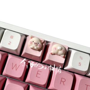 Personality Mini Pig Cross Axis Mechanical Keyboard Keycaps Cute Friend Gift Couple Zodiac Present Suitable for Most Keyboards