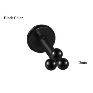 1PC Surgical Steel Black Plated Labret Crystal Cluster Helix Tragus Cartilage Flat Base Ear Studs Piercing Jewelry 16G