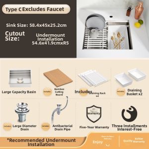 Kohler | Stainless Steel Thickened Large Single Basin Sink