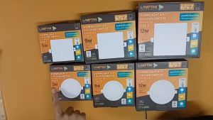 โคมไฟดาวไลท์ Downlight Colour Switch Emit 3in1 กดสวิตช์ได้3แสง ทรงเหลี่ยม 5-12w Lamptan