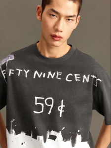Jack Jones | Summer Short Sleeve T-shirt Collar Printed Casual Ribbed Round Neck Pure Cotton