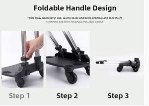 Portable Lightweight Folding Shopping Cart with Universal Wheels Travel Bag Short Trip Elderly Vegetable Buying Car Pull Bag