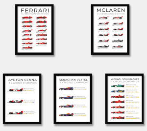 Ferrari McLaren Poster Schumacher Saina Vettel Hamilton Decorative Painting F1 Previous Champions Team