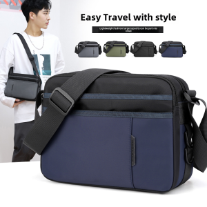 SOYT Casual Nylon Crossbody Bag Business-Style Oxford Cloth Shoulder Bag for Men with Large Capacity Zippered Main Compartment