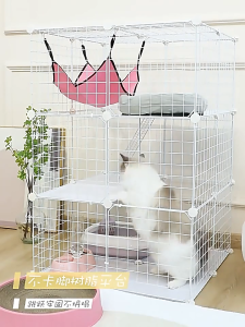 วิลล่า แมว บ้าน แมว นอก บ้าน คอนโดแมว 2 ตัว ตู้แมว คอกแมวปรับขนาดได้ วิลล่าแมวในร่ม บ้านแมวแบ่ง 3 ส่วน ประหยัดพื้นที่ ขนาด  ประกอบง่าย ตาข่ายป้องกันสำหรับลูกแมว