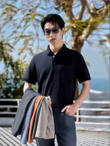 Cooling Antibacterial Ice Oxygen Fiber Mens Short Sleeve Polo Shirt