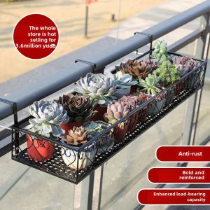 Flower Rack Rack Balcony Flower Pot Rack Wrought Iron Suspension Decorative Succulent Hanging Jardiniere Window Sill Flower Rack